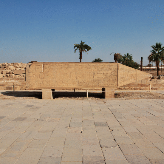 The Unfinished Obelisk lying in its original granite bed in Aswan, Egypt.