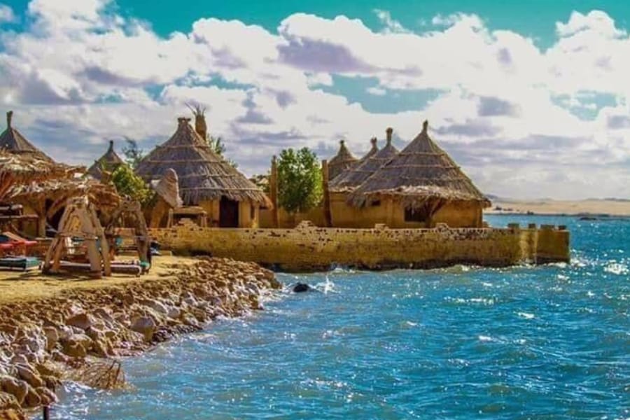 Siwa Oasis Egypt desert landscape with palm trees and salt lakes