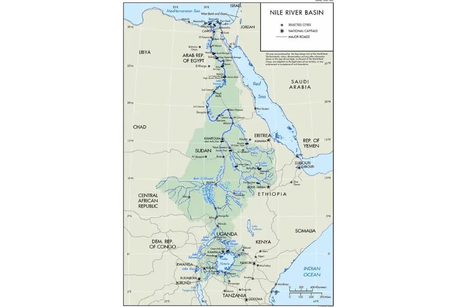 Nile River Africa map showing the river’s path across the continent