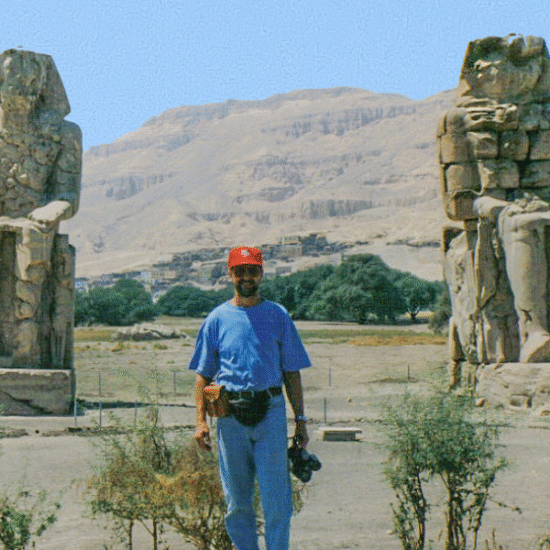 Colossi of Memnon Luxor Egypt two massive stone statues of Pharaoh Amenhotep III - 8 Days Cairo, Abu Simbel, Luxor & Hurghada Christmas Holiday