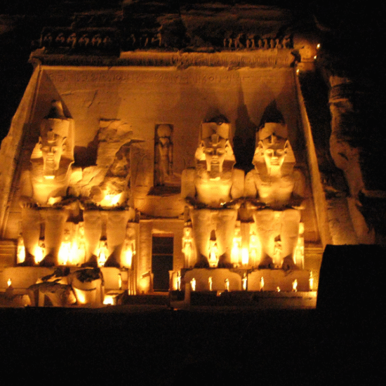 Abu Simbel Temple in Aswan, Egypt colossal rock-cut temples built by Ramses II.