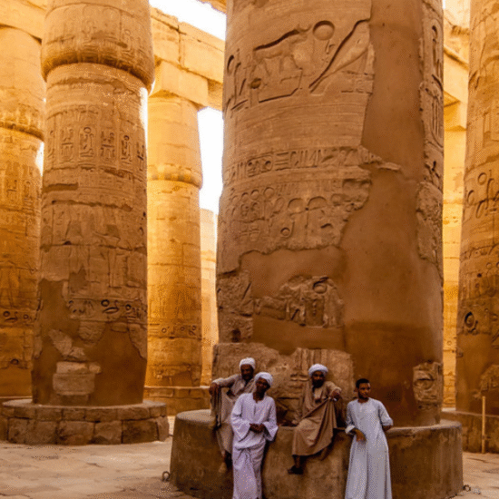 Karnak Temple Luxor Egypt ancient temple complex dedicated to the god Amun with giant columns and statues.