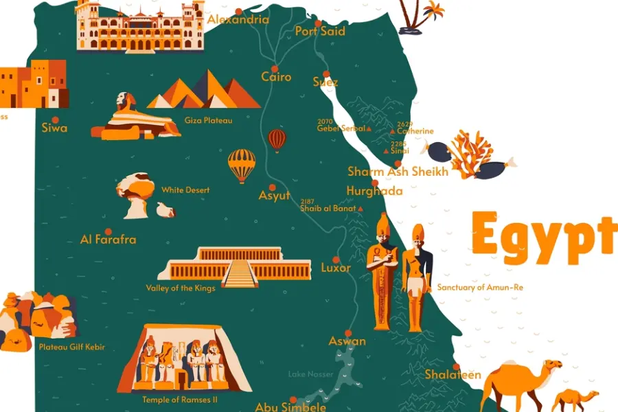Map of Egypt – Best Places to Visit in Egypt 2025/2026 for First-Time Travelers