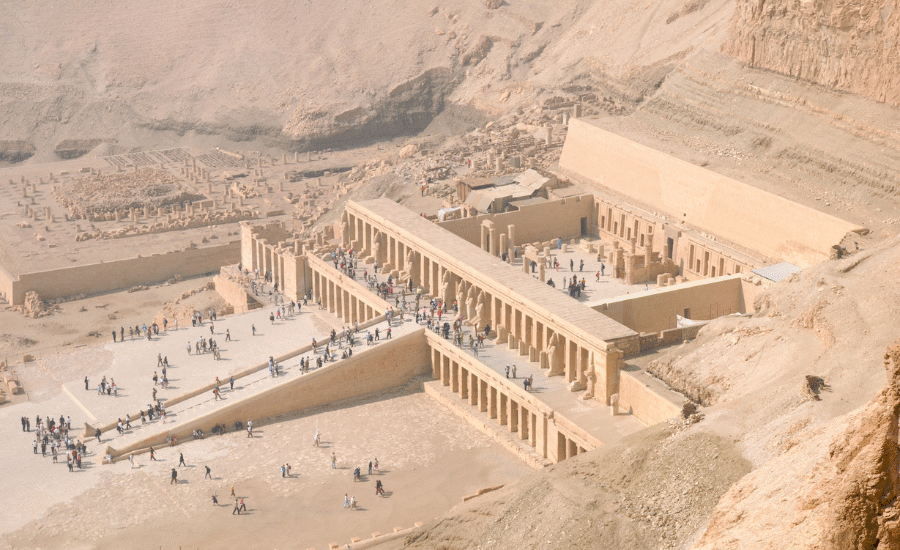 Temple of Hatshepsut in Luxor, Egypt – majestic mortuary temple of the powerful female pharaoh. 5 Days Cairo and Luxor Family Tour in Egypt