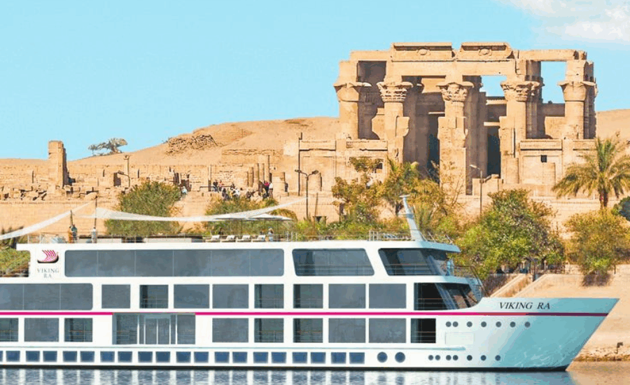 Nile cruise sailing between Luxor and Aswan on a sunny day