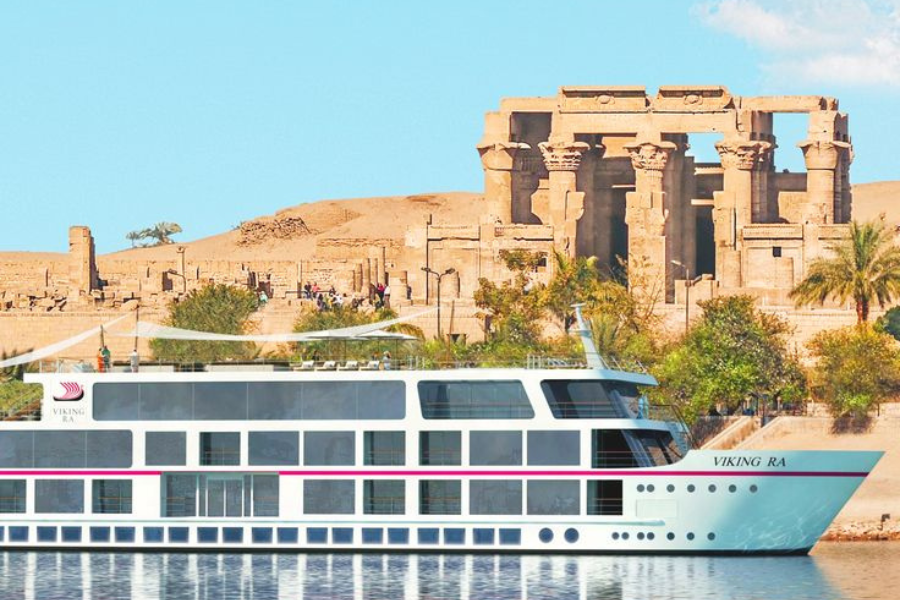 Nile cruise sailing between Luxor and Aswan on a sunny day