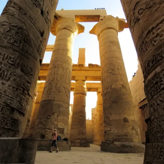 Inside Karnak Temple with ancient columns, Luxor Egypt