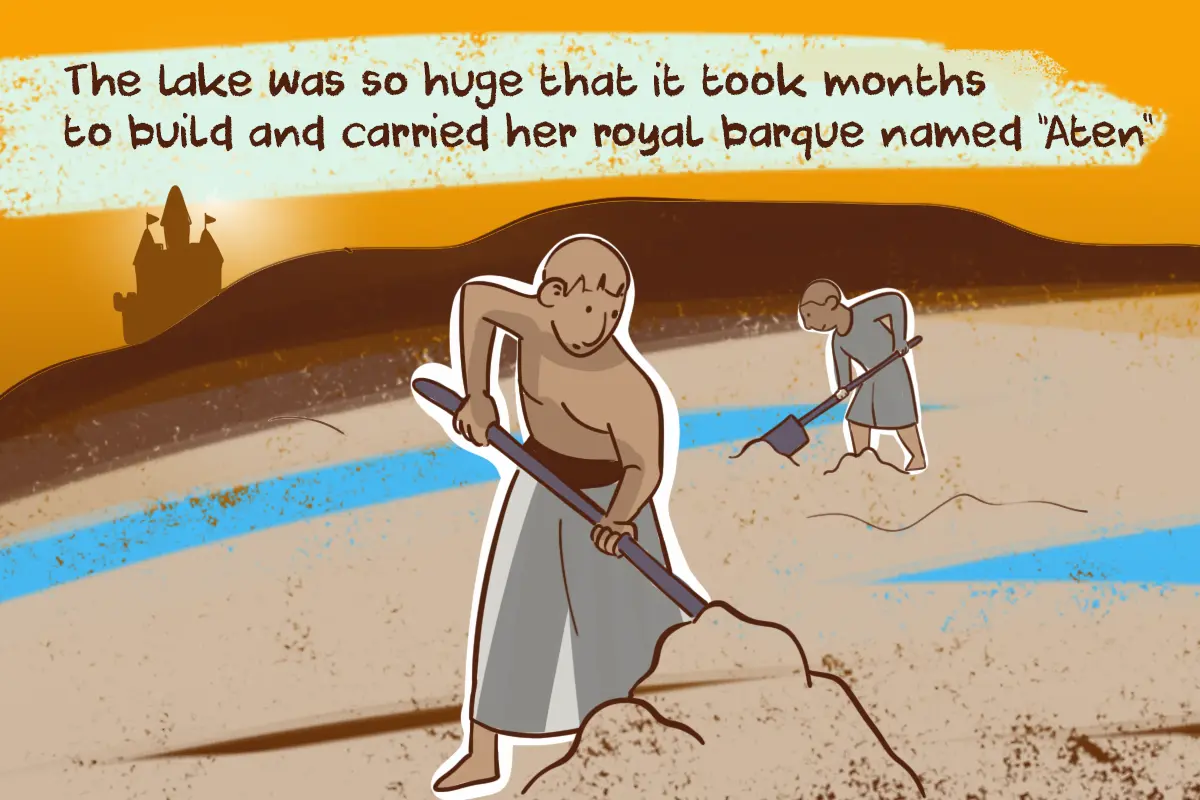 Building the Royal Lake for Queen Tiye Workers digging Queen Tiye’s royal lake in Ancient Egypt