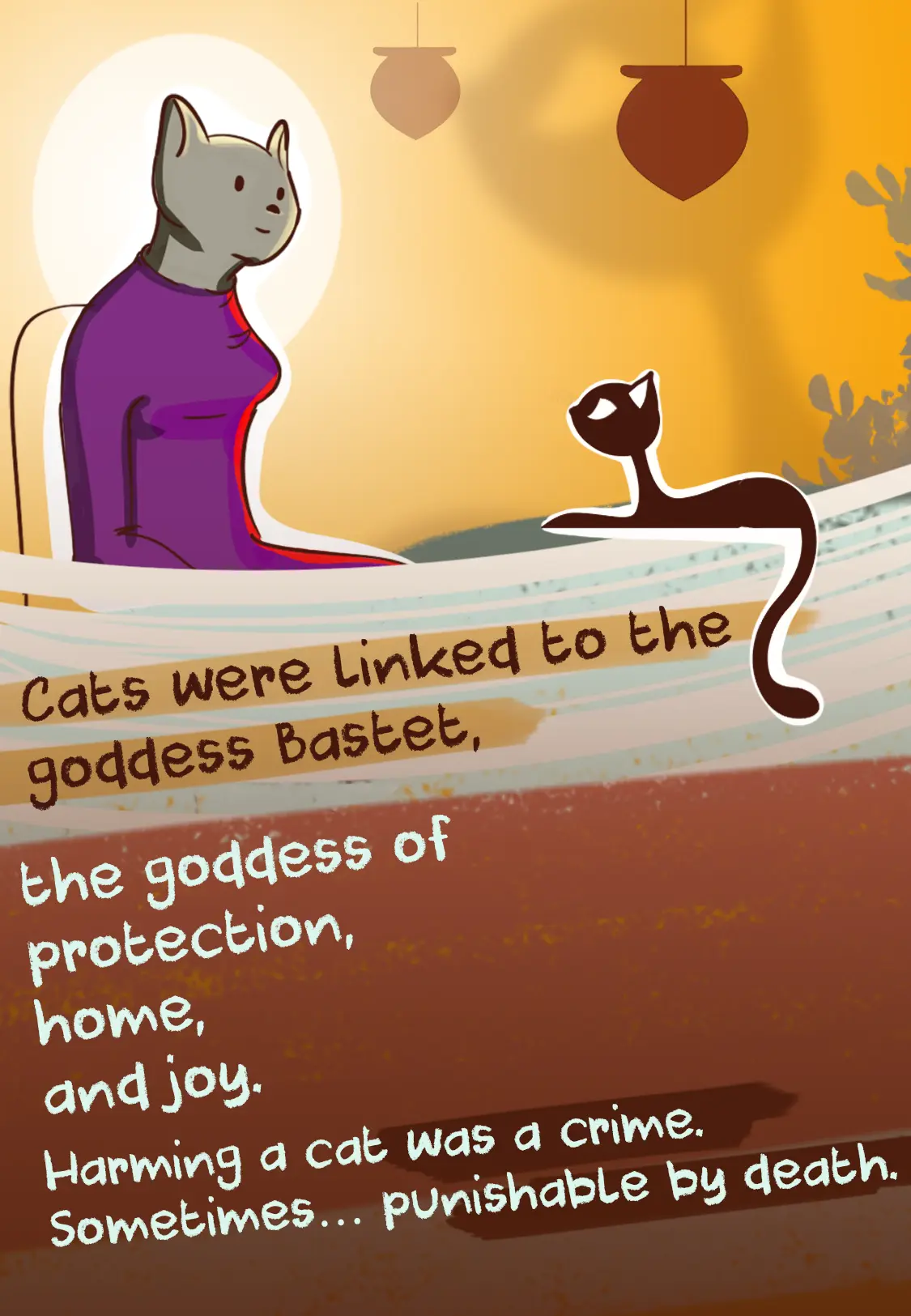 Bastet Goddess and Sacred Cats in Ancient Egypt The goddess Bastet depicted with a sacred cat in Ancient Egypt, symbol of protection and home