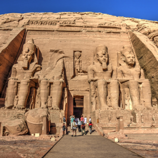 Abu Simbel Temples during the daytime a part of the 6 Days Cairo, Luxor, Aswan & Abu Simbel Family tour