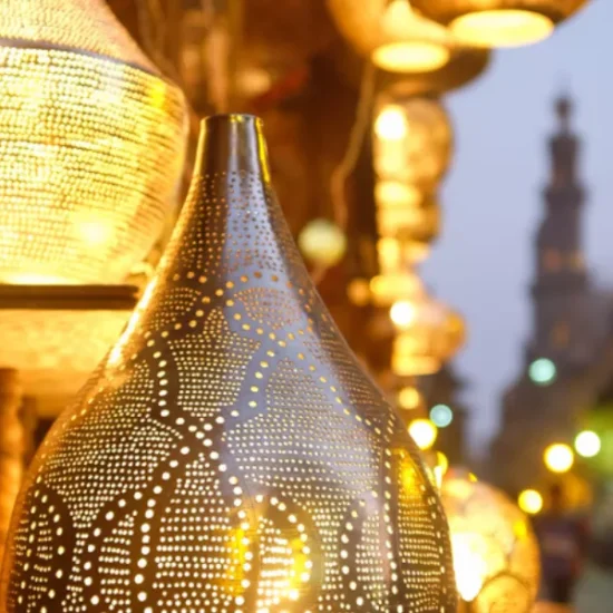 Copper lamps shop on Al Muizz Street as a part of our 5 Days Cairo and Luxor Budget Tour