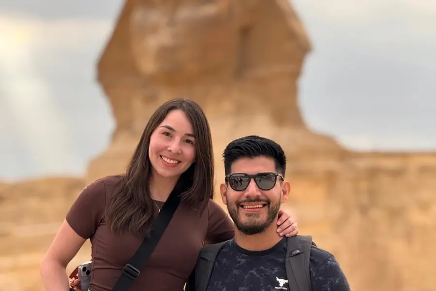 Couple standing in front of the Great Sphinx
