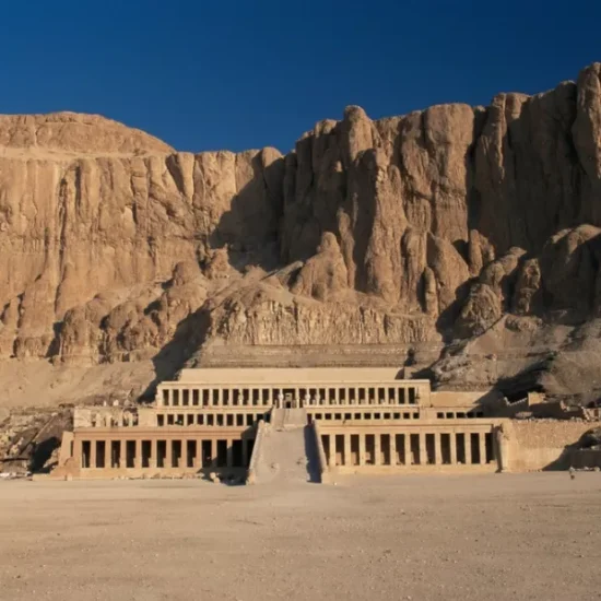 Hatshepsut Temple in daylight, a part of our 12 Days Cairo, Nile Cruise & Sharm El Sheikh Family Tour