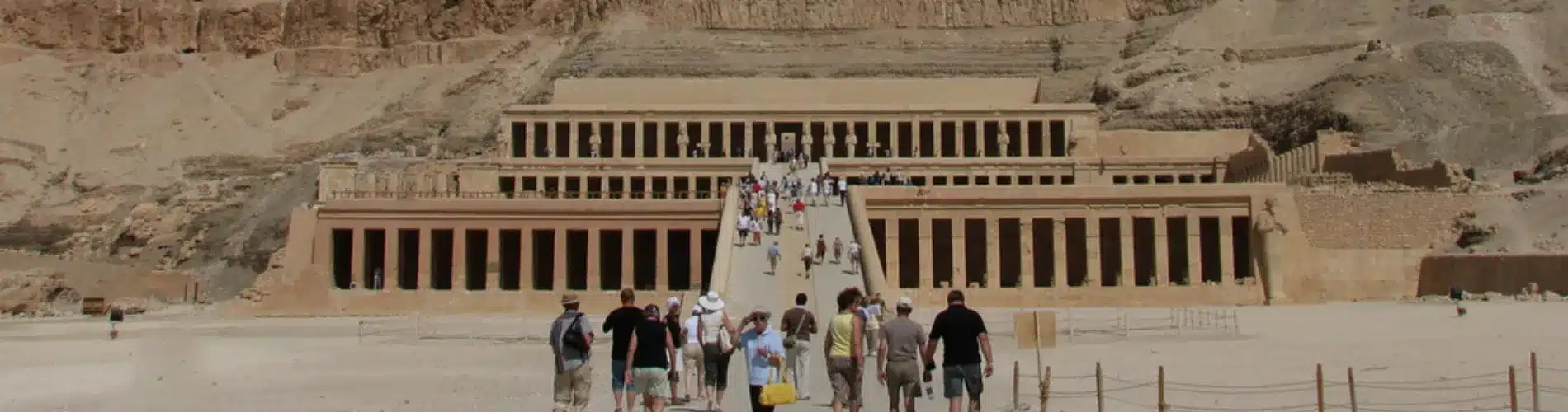 Tourists at Hatshepsut Temple exterior