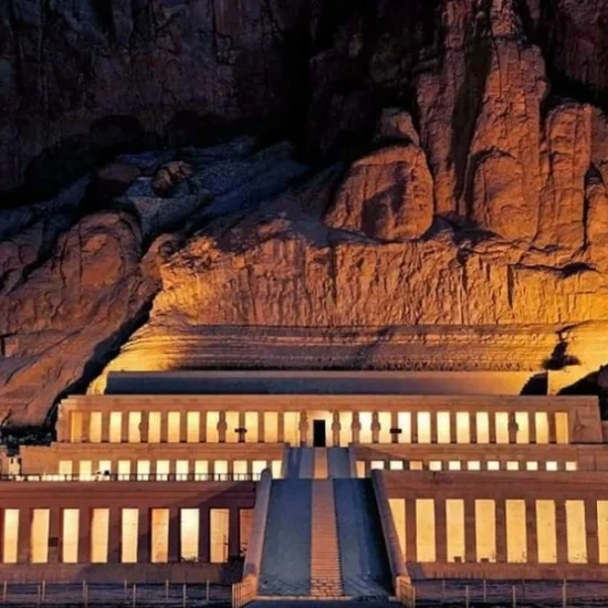 Hatshepsut Temple illuminated at night
