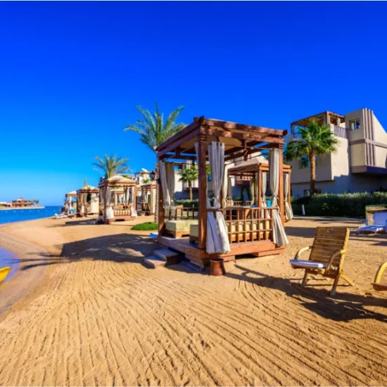 Sunbeds on the beach in Hurghada