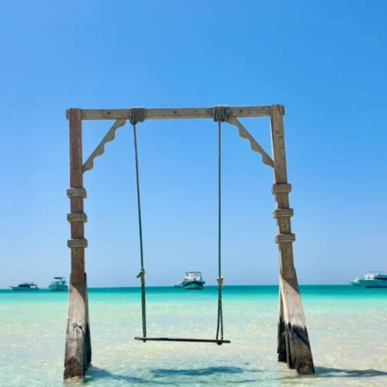 A wooden swing over the sea in Hurghada