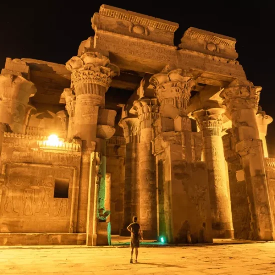 Kom Ombo Temple illuminated at night
