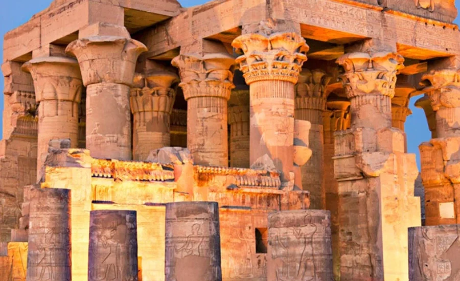 Kom Ombo Temple illuminated at night