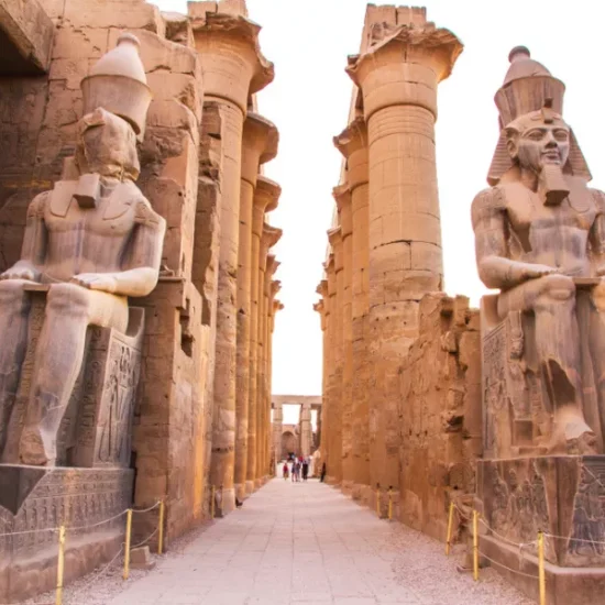 Luxor Temple entrance with Ramses statues