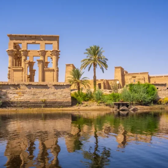 Philae Temple beside Nile River, a part of our 12 Days Cairo, Nile Cruise & Sharm El Sheikh Family Tour