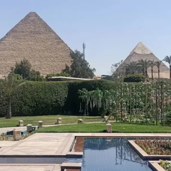 Panoramic view of the Pyramids of Giza