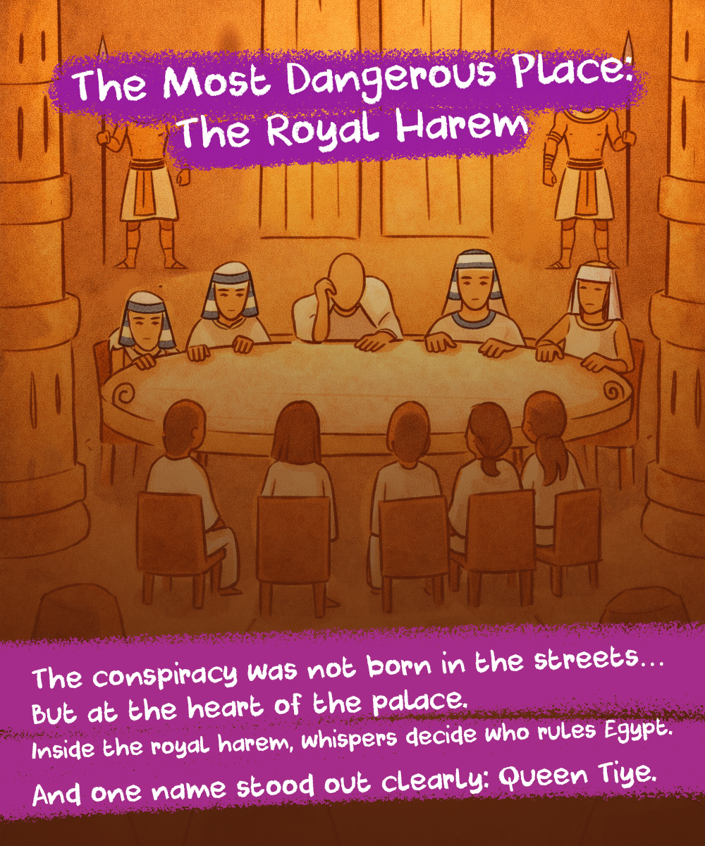 The royal harem of Ancient Egypt as a hidden political battlefield where power and conspiracy were born.