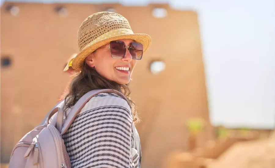 Tourist visiting Karnak Temple