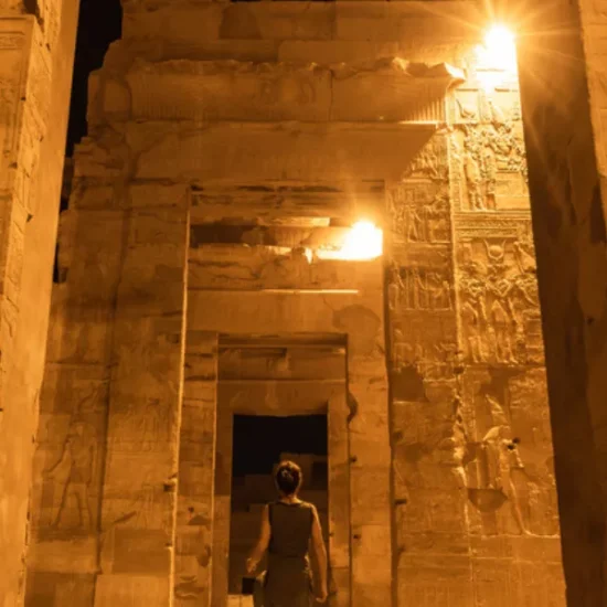 Tourist at Kom Ombo Temple night, a part of our 12 Days Cairo, Nile Cruise & Sharm El Sheikh Family Tour