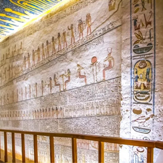 Ancient carvings on a wall inside Valley of the Kings