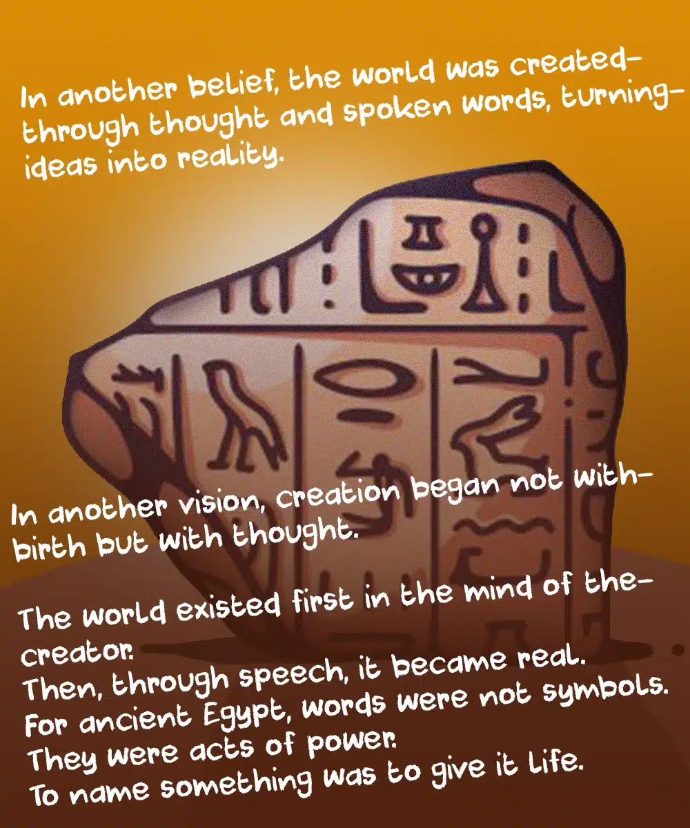 Ancient Egyptian belief of creation through thought and spoken word