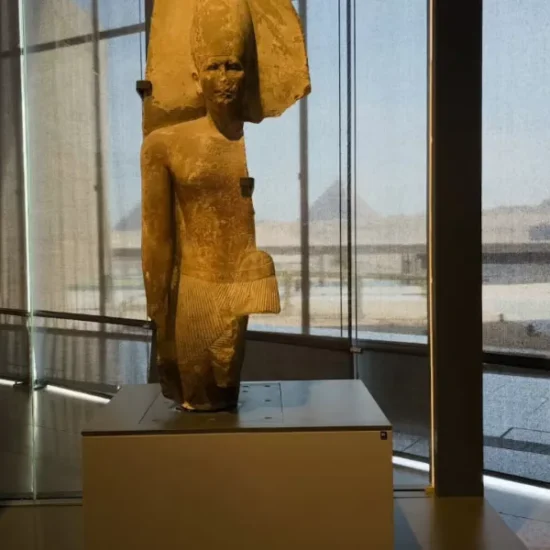 Ancient Egyptian statue inside the museum in Cairo