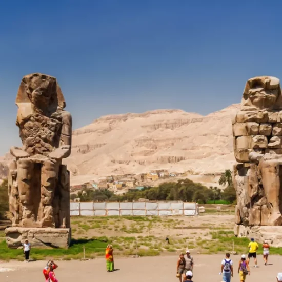 The Colossi of Memnon in daylight