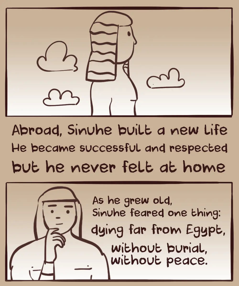 Sinuhe living in exile and success outside Egypt but longing for home