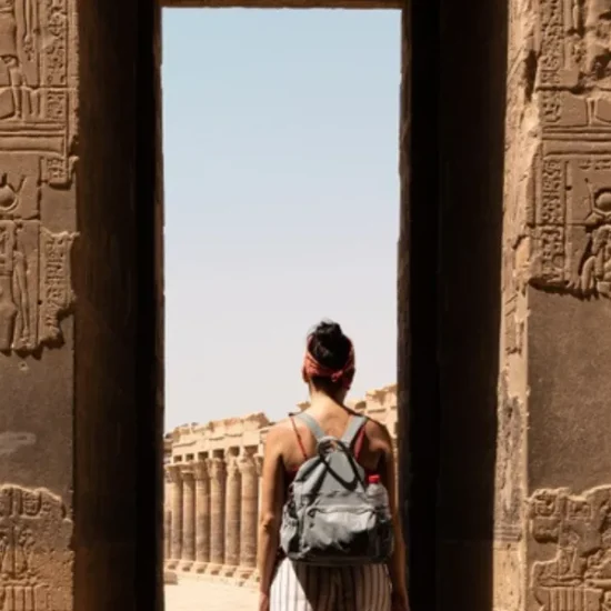 Tourist at Philae Temple during our 12 Days Cairo, Hurghada, Alexandria, Luxor & Aswan Family Tour
