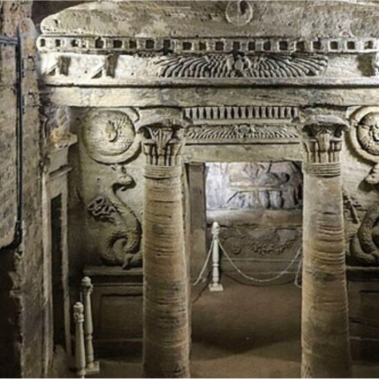 Interior of Kom El Shoqafa catacombs in Alexandria