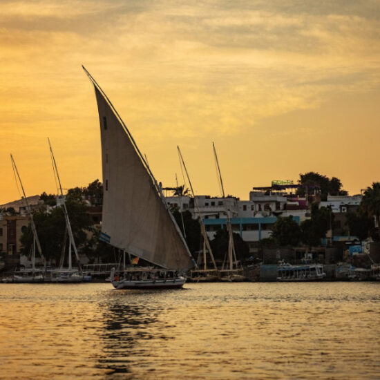 Felucca boat sailing on the Nile in Aswan