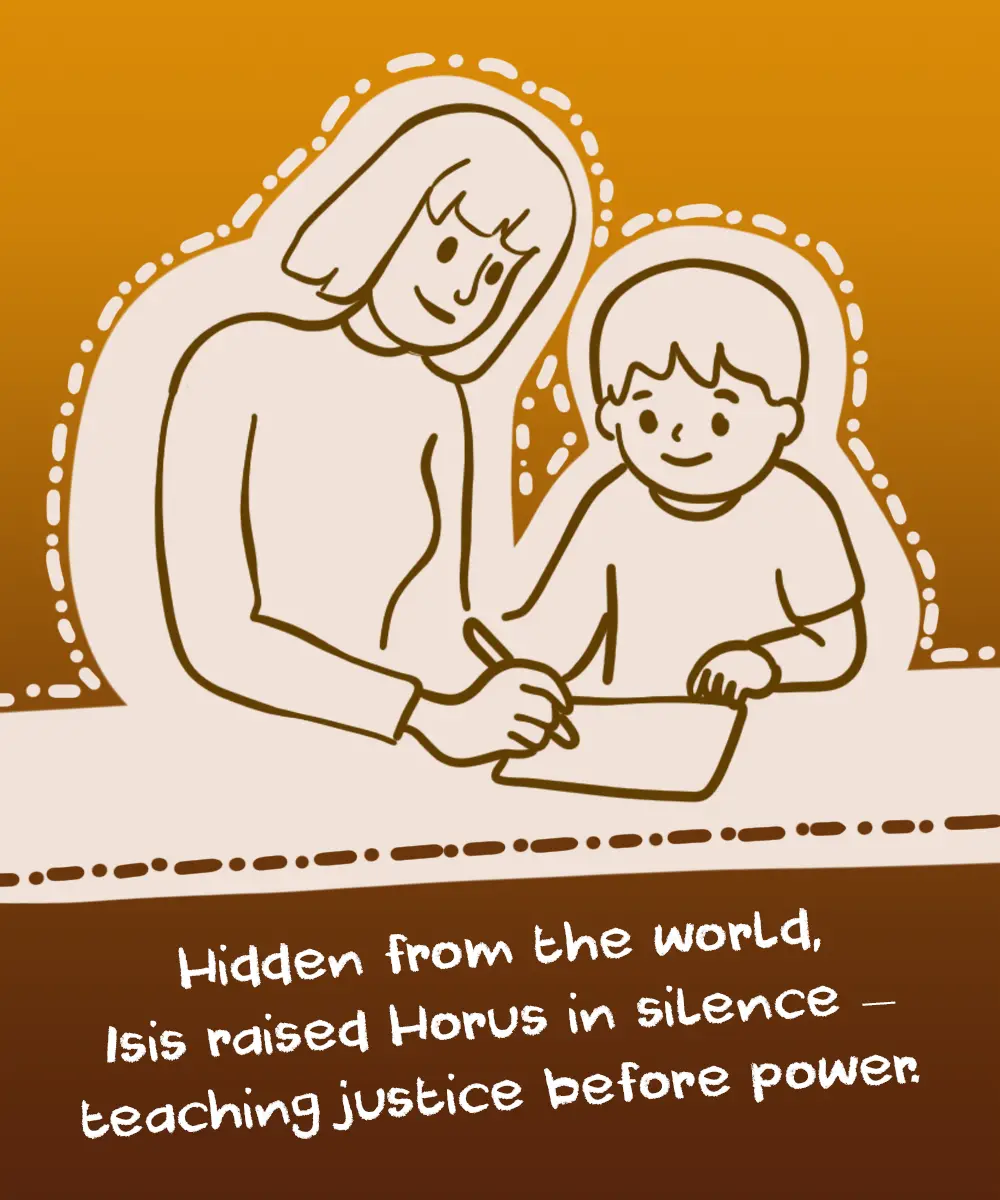 Isis raising Horus in secret during his childhood