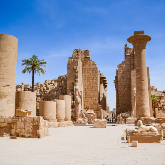 Karnak Temple columns during the daytime