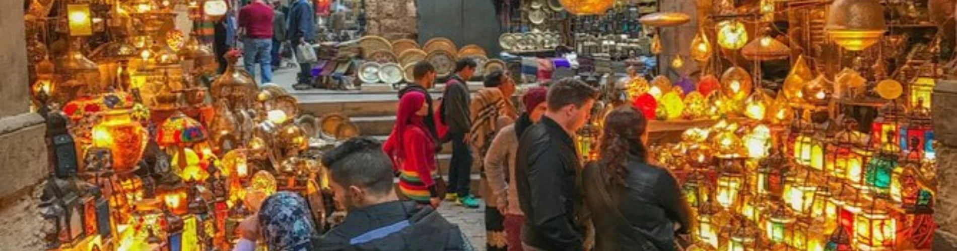 Tourists walking in Khan El Khalili bazaar