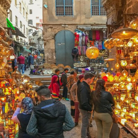 Tourists walking in Khan El Khalili bazaar - 6-Day Cairo and Hurghada Budget Tour Package