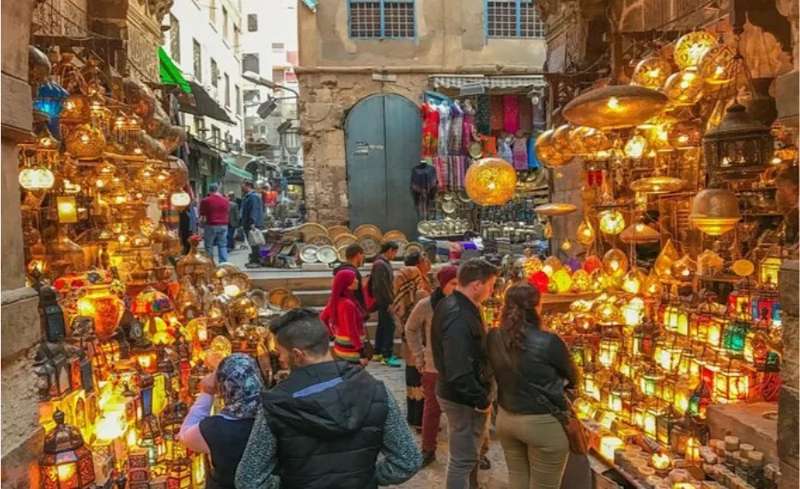 Tourists walking in Khan El Khalili bazaar - 6-Day Cairo and Hurghada Budget Tour Package