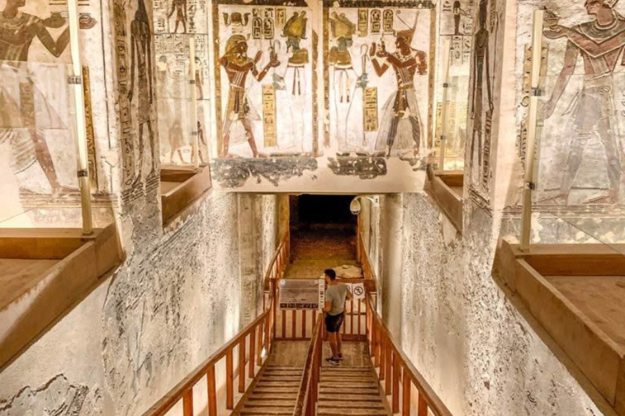 Tourist inside the Valley of the Kings