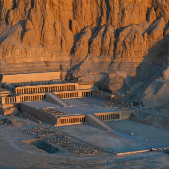 Drone view of Hatshepsut Temple in Luxor