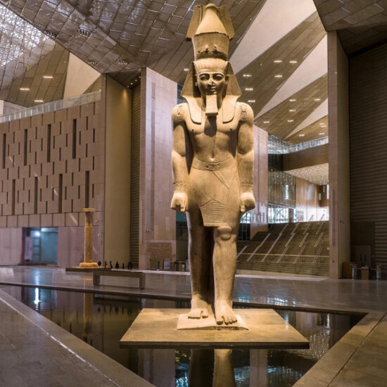 Statue of Ramses II inside the Grand Egyptian Museum