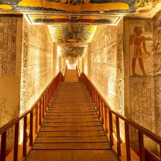 Interior of a decorated tomb in the Valley of the Kings during MS Mayfair Nile Cruise itinerary