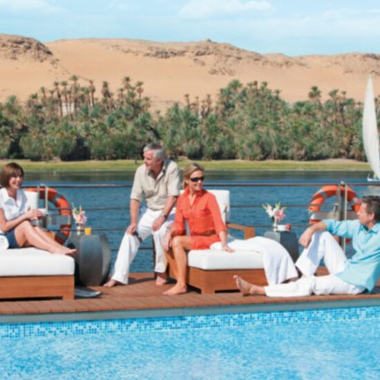 Friends and couples relaxing aboard River Tosca Nile Cruise