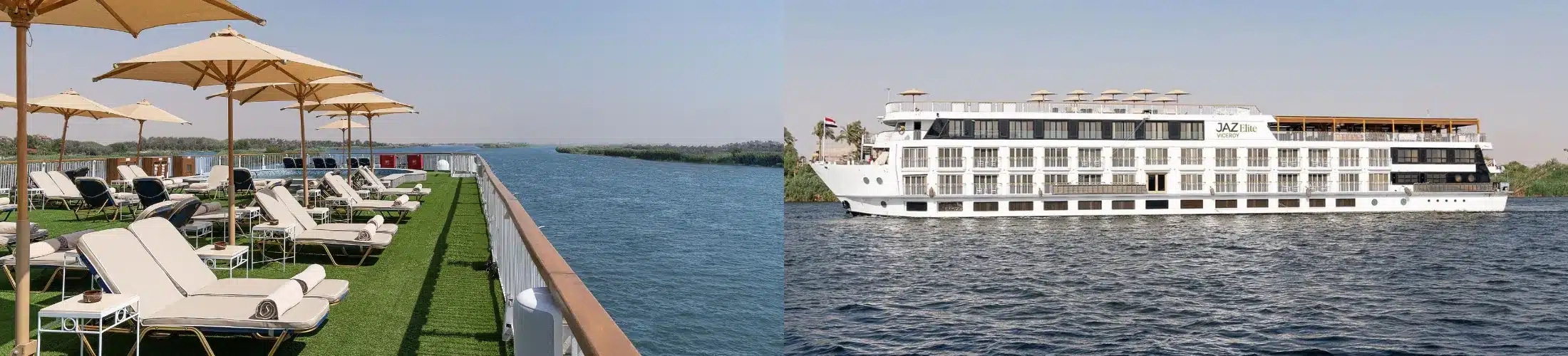 JAZ Viceroy Nile Cruise with sundeck, ship exterior and Nile River views