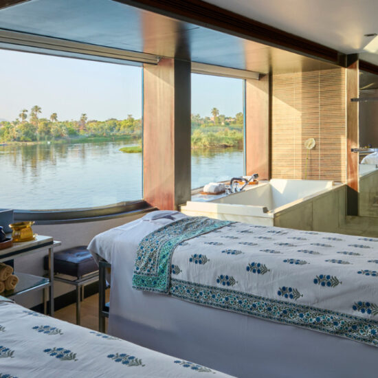 Spa area overlooking the Nile on Oberoi Zahra