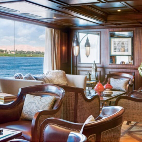 Lounge area overlooking the Nile aboard River Tosca
